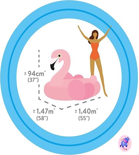 Image of Ride-On Air Inflatable Swimming Pool Float| Adorable Children Safety Rider Tube Ring for Water Fun |Floater Raft Lounger Mattress for Kids & Adults with Handles (Age 3+) (Pink Flemingo)