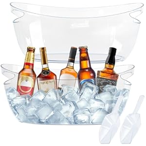 2-Pack Ice Buckets for Parties – Extra Large 5.5L Clear Beverage Tubs with Scoops, Perfect for Champagne, Beer, Sparkling Wine, and Cocktails – Mimosa Bar Essentials