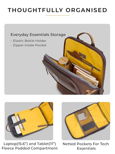 Image of EUME Gravon Laptop Backpack for Men & Women | 15.6 Inch Laptop Sleeve | 25L Water Resistant Premium Nylon & Microfiber Vegan Leather | Lightweight & Multipurpose | For Office Work & Travel
