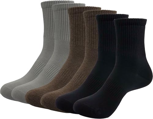 ASTRALUX Men’s Cotton Quarter Crew Socks Soft Sport Socks Calf Socks 6 pairs