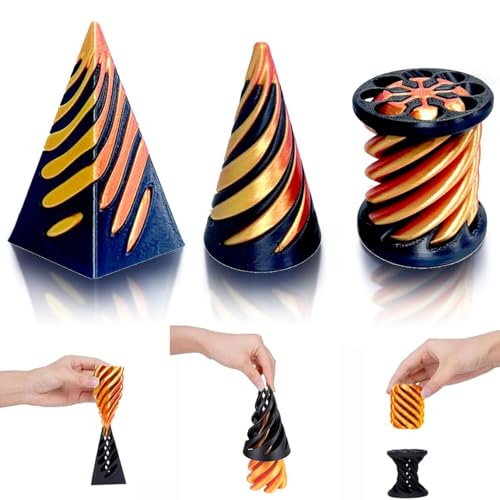 Mailfull 3 Piezas Cono Imposible 3D Printed Spiral Cone Fidget Toy Juguete Inquieto de Cono en Espiral para Aliviar el Estrés para Niños y Adultos
