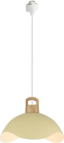 Miniatura 5 de Kiven Luces de riel tipo H, E26 montadas en pista de 1 luz, estilo nórdico simple, madera de macarrón, lámpara de media luna colgante en forma de