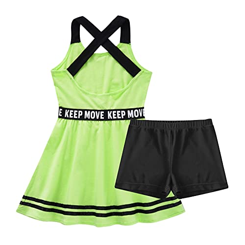 easyforever Kids Girls 2 Pcs Tennis Golf Sport Dress Clothes A-Line Dresses with Shorts Sportwear Set4