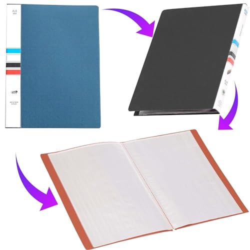 Image of TULMAN A4 Portfolio File with 20 Pockets & Clear Plastic Sleeves - Document Organizer for Music Sheets, Artwork, and Drawings (Color May Vary)