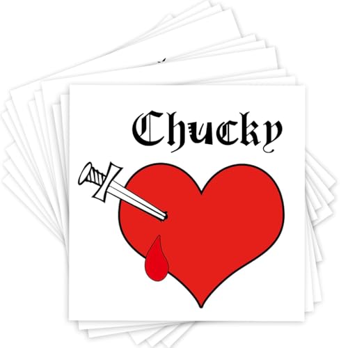 Temporary Face Tattoo Bride of Chucky Heart Tattoos Halloween Bloody Heart Tattoos Sticker for Adult Kids Halloween Costume Accessories 12-Sheet