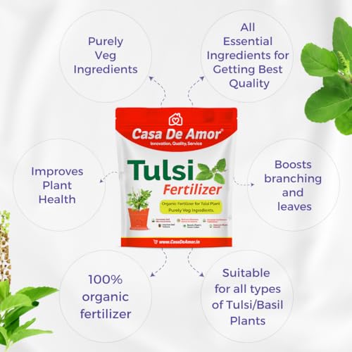 Casa De Amor Organic Tulsi Essential Plant Fertilizer Holy Bisil Plants with Growth Nutrients and Charged Micro-organism for Tulsi Plant in Balcony, Terrace & Home Gardening (1800 gm)