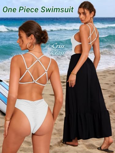 Image of ShawGobow Sexy Swimsuit for Women,Backless Scrunch Butt High Cut Monokini,One Piece Cheeky Bathing Suit Beach Pool Party