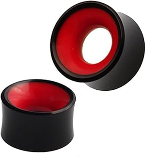 Chic-Net Túnel Cuerno de Resina de Color Rojo Brillante Negro Borde Piercing handgeschnitzt