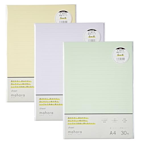 OGUNO ���{�� �܂ق� �ڂɂ₳���� A4 �V�[�g �p�� 30�� ���ݐ� 6mm 3�F�Z�b�g �F�㎿�� �܂Ԃ����Ȃ� ���ɂ��� �F�t��