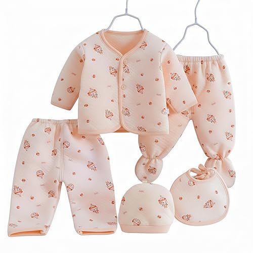 Image of Presents New Born Baby Winter Wear Printed Baby Clothes 5Pcs Sets 100% Cotton Boys Girls Unisex Baby Cotton /Winter or Flannel Suit Infant Clothes