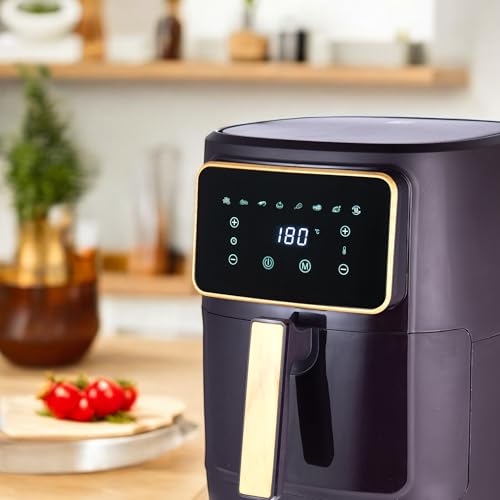 BERGNER CHARCOAL - PFAS-Freie Heißluftfritteuse 1800W 6.9L - 8 Kochprogramme - Air Fryer mit Keramikbeschichtung - Temperatureinstellung 80-200°C - Timer bis zu 30 min - Gesundes & Ölfreies braten – Bild 8