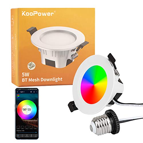 koopower Smart LED Recessed Lighting, 4-Pack 3.8 Inch 5W Dimmable Ceiling Lights with 2700K-6500K RGB, WiFi & Bluetooth Control. Perfect for Retrofit Installation in Home Lighting