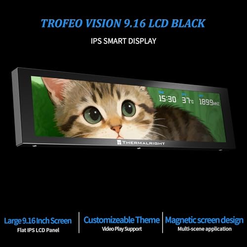 Image of Thermalright Trofeo Vision LCD Black, 9.16-Inch Magnetic IPS Screen, 1920x480 Resolution, Removable in Every Corner of the Chassis, Water-Cooled Radiator Exclusive Screen