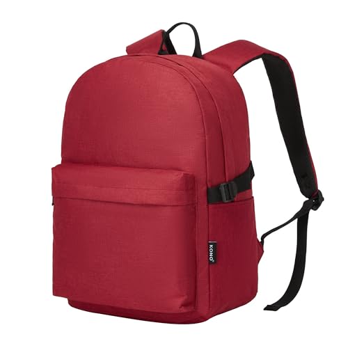 Kono Mochila Escolar Ligera De Gran Capacidad Para Adolescente Hombre Mujer, Colegio Universidad Trabajo, Mochila Portátil 15,6 Viaje Negocios Diario - Rojo