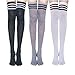 Produktbild Chalier 3 Paar Kniestrümpfe Overknee Strümpfe Damen Lange Gestreifte Socken Thigh High Socks MEHRWEG