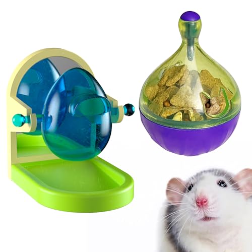 Rat Enrichment and Sniffing Toy set , Interactive Toys for Rat Guinea Pig Rabbit and Small Animal, Rat Puzzle Foraging ToyTreat Dispensing Slow Toy for Rat cage Accessories. One set contains 2 toys