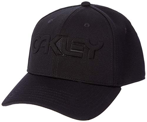 Oakley unisex adult 6 Panel Stretch Embossed Hat, Blackout, Large-X-Large US