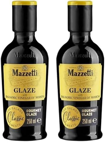 Mazzetti Balsamic Glaze, with Balsamic Vinegar of Modena. The original gourmet glaze, thick and sweet. Perfect for salads, meats and vegetables. Made in Italy, Black, 215 ml (Pack of 2)