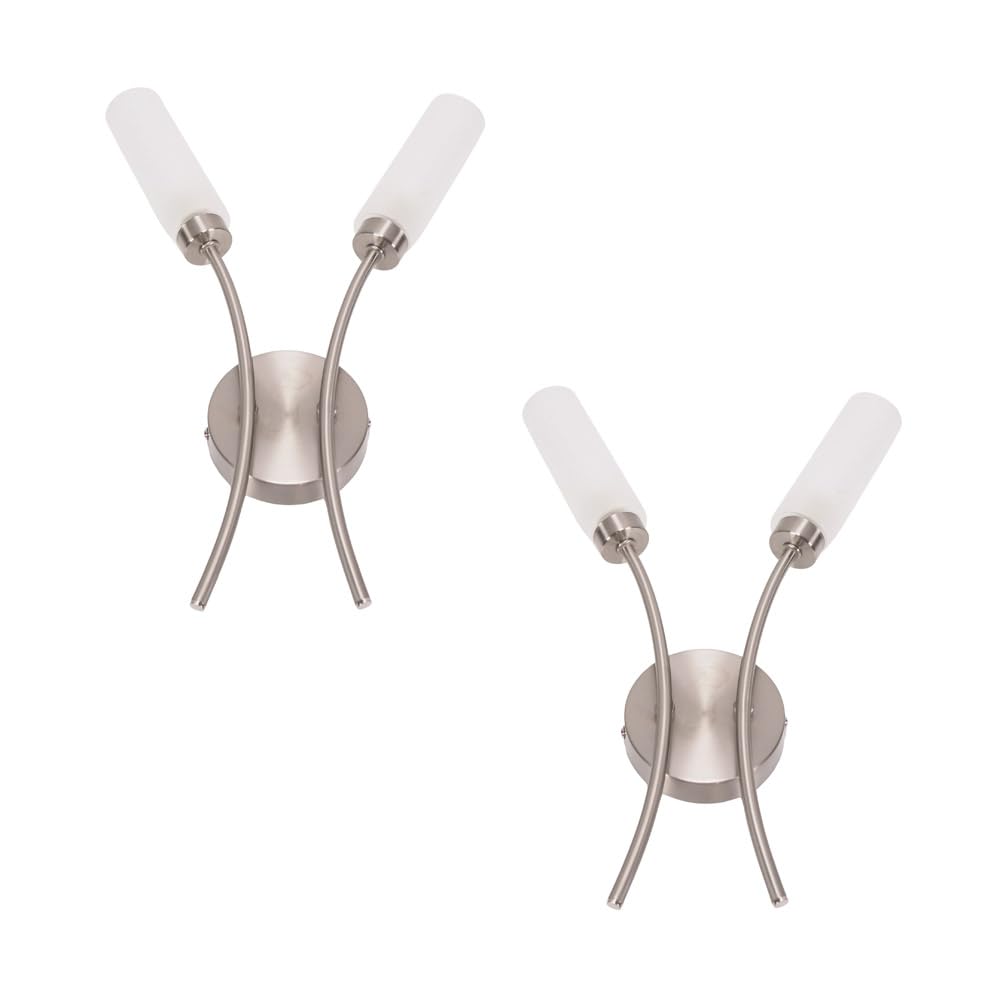 ValueLights | 2 Way Curved Brushed Chrome Wall Light Fitting | Wall Lamps & Sconces, Home Décor & Improvement Essential | Mains Wired