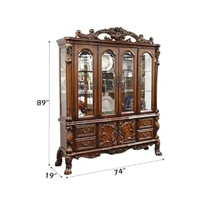 Acme Dresden 4 Door Hutch and Buffet with 4 Drawers in Cherry Oak