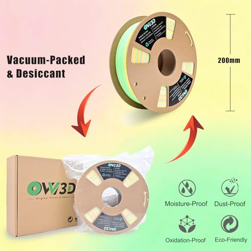 Image of 3D Printer Filament PLA 1.75mm, OVV3D Rainbow Upgrade PLA+ Filament Strong Toughness Multi Color Change Gradient PLA 3D Printing Filament Fit Most 3D Printer, 1kg Spool, + /- 0.02mm, Multi-Color