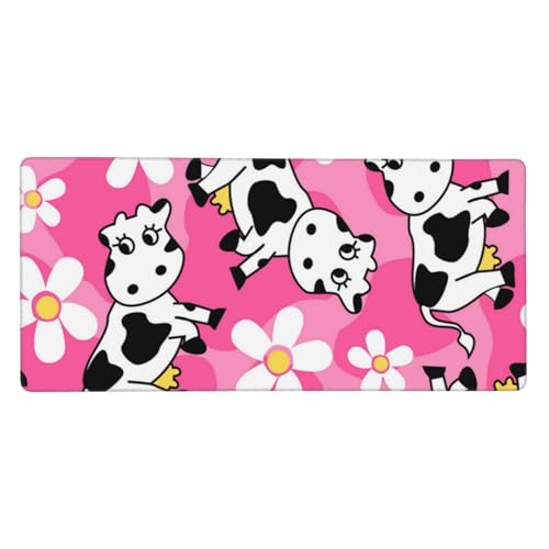 Tapis de souris grand format base caoutchouc 40 x 90 cm motif vache rigolo