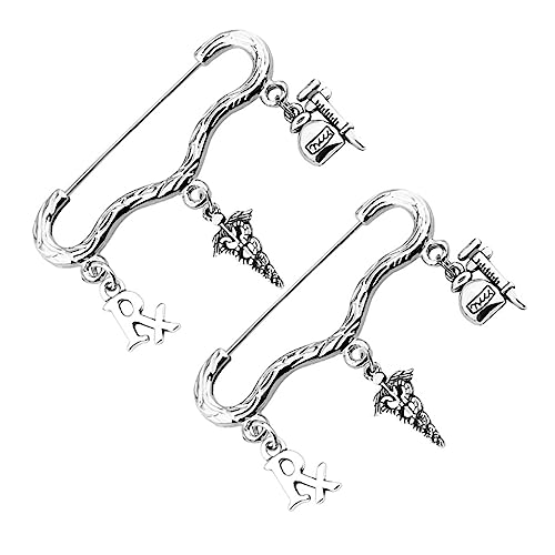 LRXIYODE 2 Piezas medico pack escolar estojos escolares sombreros faldas inyector cute costume broches de farmacéutico broche de broches de insignias de Silver