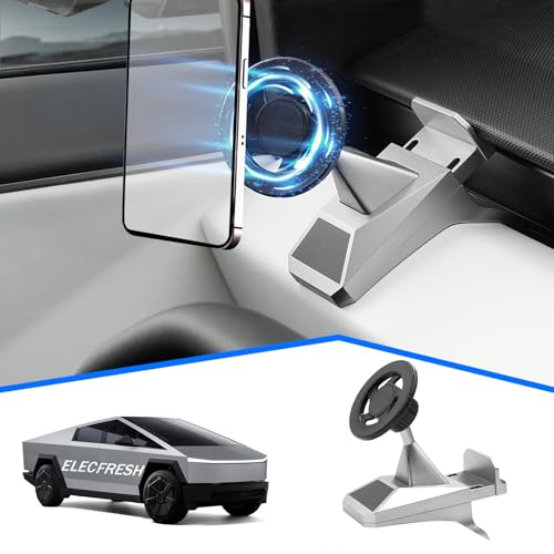 ELECFRESH Phone Mount for Tesla Cybertruck Fit for All Phone, Magnetic Phone Holder for Cybertruck Accessories Can be Adjusted 360° (Model)