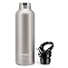 TOPOKO 25 OZ Double Wall Stainless Steel Water Bottle, Straw Lid with Handle, Vacuum Insulated, Sweat Proof, Leak Proof Travel Mug Sports Bottle, Keep Warm or Cold Up to 24 Hours. (Gray)