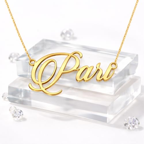 Image of Pari Cursive Gold & Silver Name Pendant Necklace, Best Jewelry Gift for Girls.