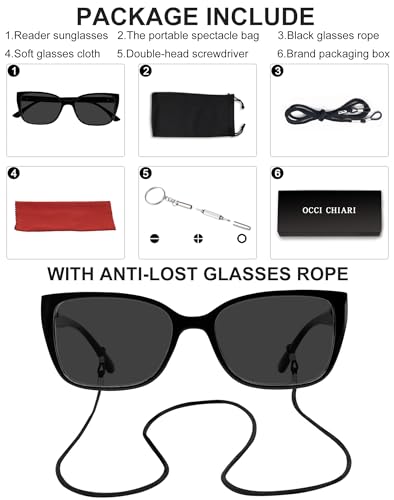 Image of OCCI CHIARI Oversized reading sunglasses for women 1.0 1.25 1.5 1.75 2.0 2.25 2.5 2.75 3.0 3.5