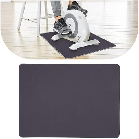Non-Slip Workout Mat for Under Desk Ellipticals, Suitable for Motorized Seated Foot Pedal Exerciser, Exercise Mat Enhance Stability & Protect Wooden Floor (Black, 23.6" L x 17" W, Thickness 0.12") Cover
