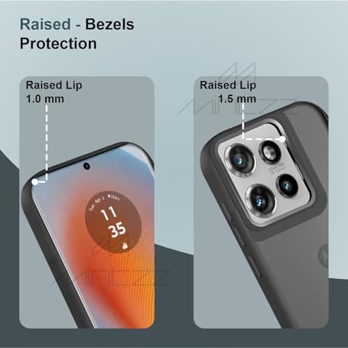 Image of MINTZZ Moto Edge 50 Back Cover, Leather Design, Protective Cover with Camera Lens Protection, Premium Grip & Slim Fit Durable, Edge 50 Case (Black, Moto Edge 50)