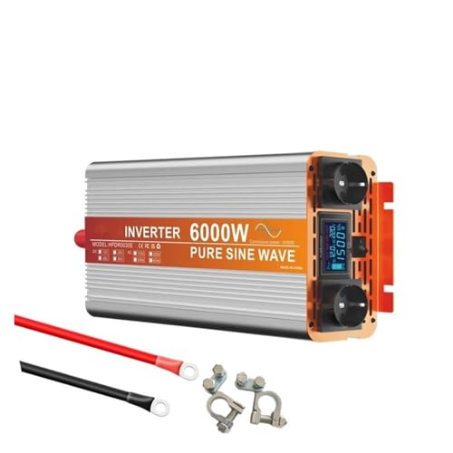 Inversor Convertidor Potencia 12 V 24 V 48 V 220 V 4000 W 5000 W 6000 W Enchufe Europeo Inversor Corriente para Coche Fuera Red Inversor Onda Sinusoidal Pura(4000W-24V-220V)