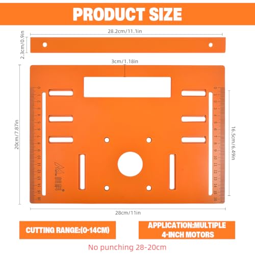 Image of Serplex 28x20cm Circular Saw Guide Rail Bottom Plate, Adjustable Bakelite Base with Etched Scale, Universal 4-Inch Saw Fit, Durable 6mm Plastic, Easy Installation for Precision Woodworking