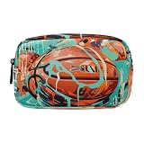 LINNIKEEEE Acuarela Arte Verde Baloncesto Estuche para Lápices Estuche para Maquillaje Cosmético para Bolígrafos para Estudiantes Niñas Niños