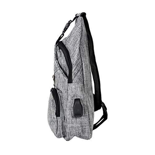Nupouch Anti-Theft Daypack Crossbody Sling Backpack, Usb Charging Connector Port, Lightweight Day Pack For Travel, Hiking, Everyday, Regular, Gray #TOP1