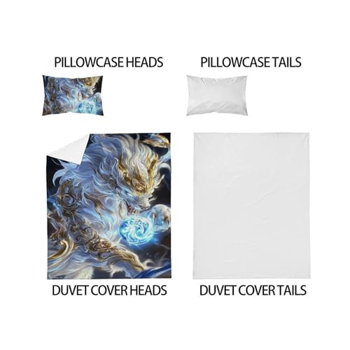 Housse de couette loup en microfibre avec fermeture éclair pour lit sans pli