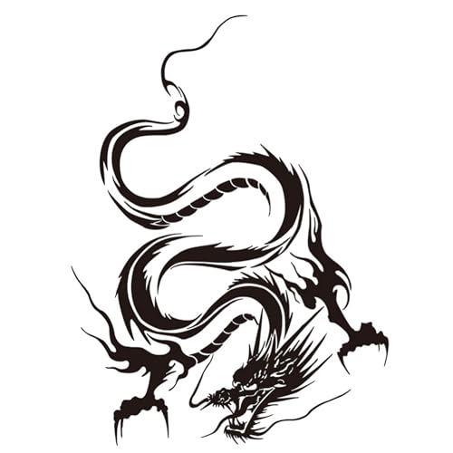 Image of Dragon Graphic Car Hood Sticker Self-Adhesive Vinyl Graphics Decals 19.69'' x 14.57'', Black