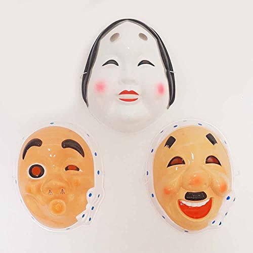 お面 おかめ ひょっとこ お笑い 3枚セット 約H21-23cm / 縁日 お祭り 4337