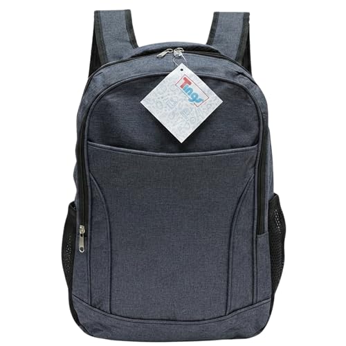 Mochila Escolar Versátil para Adultos e Jovens - Poliéster Leve e Durável com 3 Compartimentos Zíper, 2 Bolsos Laterais Porta Garrafa - Cores: Preto, Cinza, Azul Marinho. (Azul)