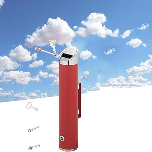 Cendrier mural extérieur en acier inoxydable rouge pour mégots de cigarettes