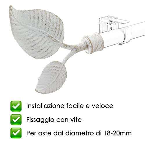 Miniatura 3 de Girasole Home Terminal Doble Hoja Para Barra De Cortina Con Diámetro De 18-20 Mm 2 Piezas De Aluminio Blanco Y Dorado