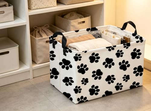 Image of Rectangle Dog Baskets Paw Basket Cute Storage Bin Fish Box for Room Decor Gift Basket(Dog paw)