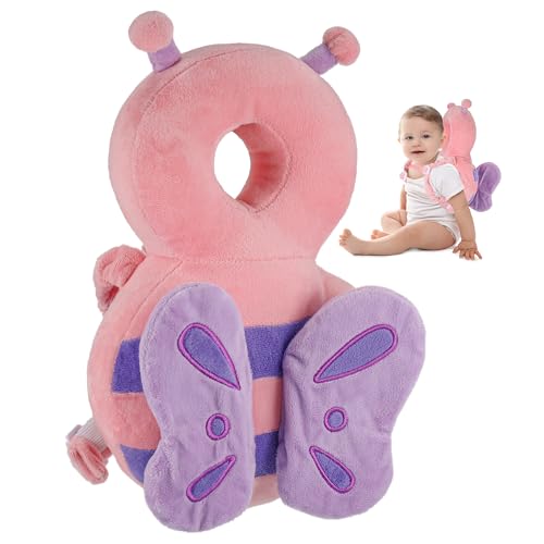 Huiguli Protector Cabeza Bebe, Almohadillas de Seguridad Ajustables para Bebés, Almohada Protección para la Cabeza del Bebe 4-24 Meses para Gatear y Caminar, Mariposa