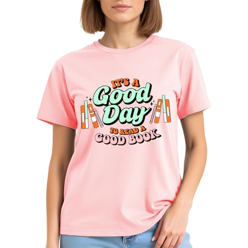 Image of It's a Good Day to Read a Good Book Shirt Women-Cute Librarian Read Short Sleeve Book Lovers Tee Tops