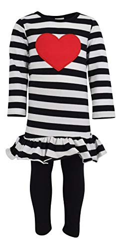 Unique Baby Girls Striped Heart Valentine's Day 2 Piece Outfit (5/L)