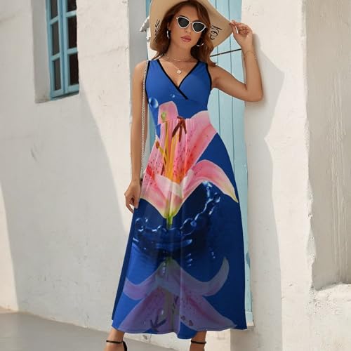Robe longue d'été sans manches à fleurs dans l'eau pour femmes - 2