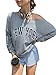 Remidoo Womens Off The Shoulder Sweatshirt Drop Shoulder Oversized Long Sleeve Pullover Top Grey Large