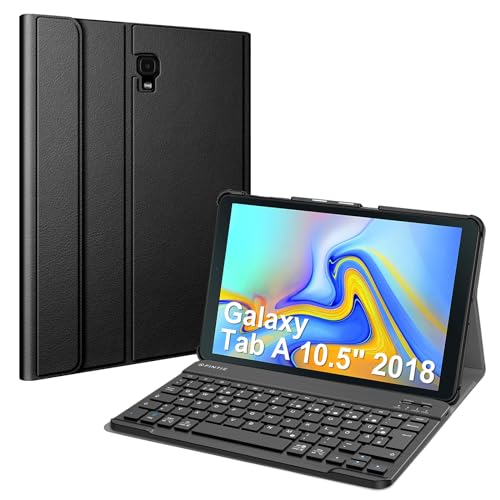 FINTIE Tastatur Hülle für Samsung Galaxy Tab A 10.5 SM-T590/T595 2018 Tablet-PC - Ultradünn leicht Schutzhülle mit magnetisch Abnehmbarer drahtloser Deutscher Bluetooth Tastatur, Schwarz